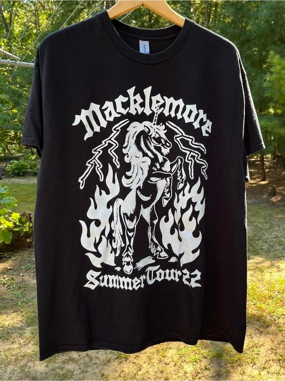 2022 Macklemore Summer Tour Band T-Shirt Size XL Black Unicorn Concert Rap